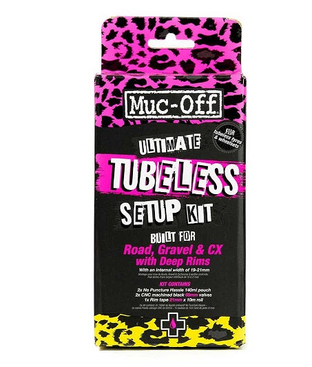 Muc-Off Ultimate Tubeless Setup Kit Road | Kit Conversione Tubeless Strada e Gravel | Valvole 44 mm
