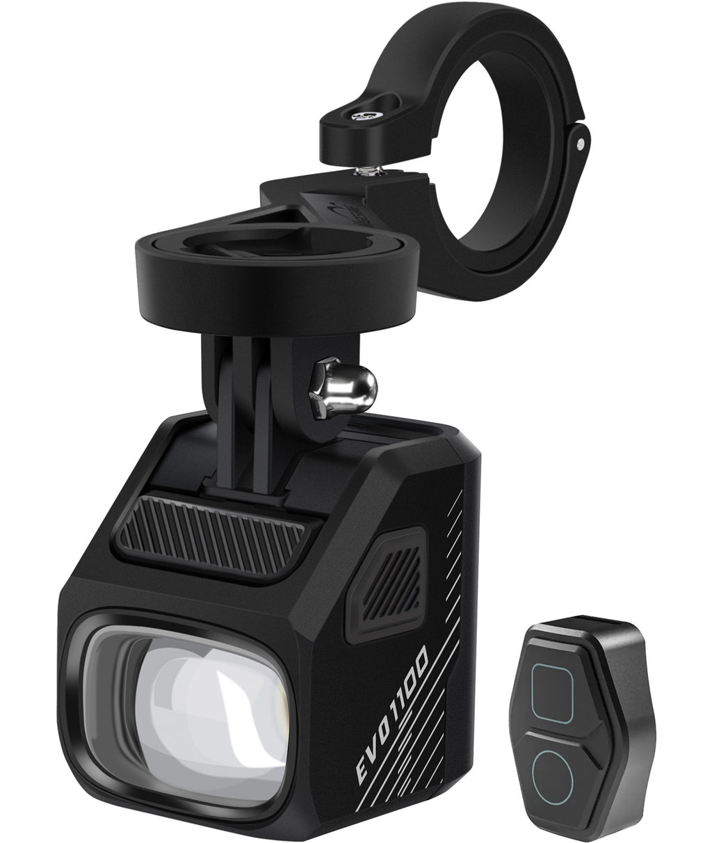 Fanalino anteriore a led bianco EVO 1100 nero USB-C con telecomando