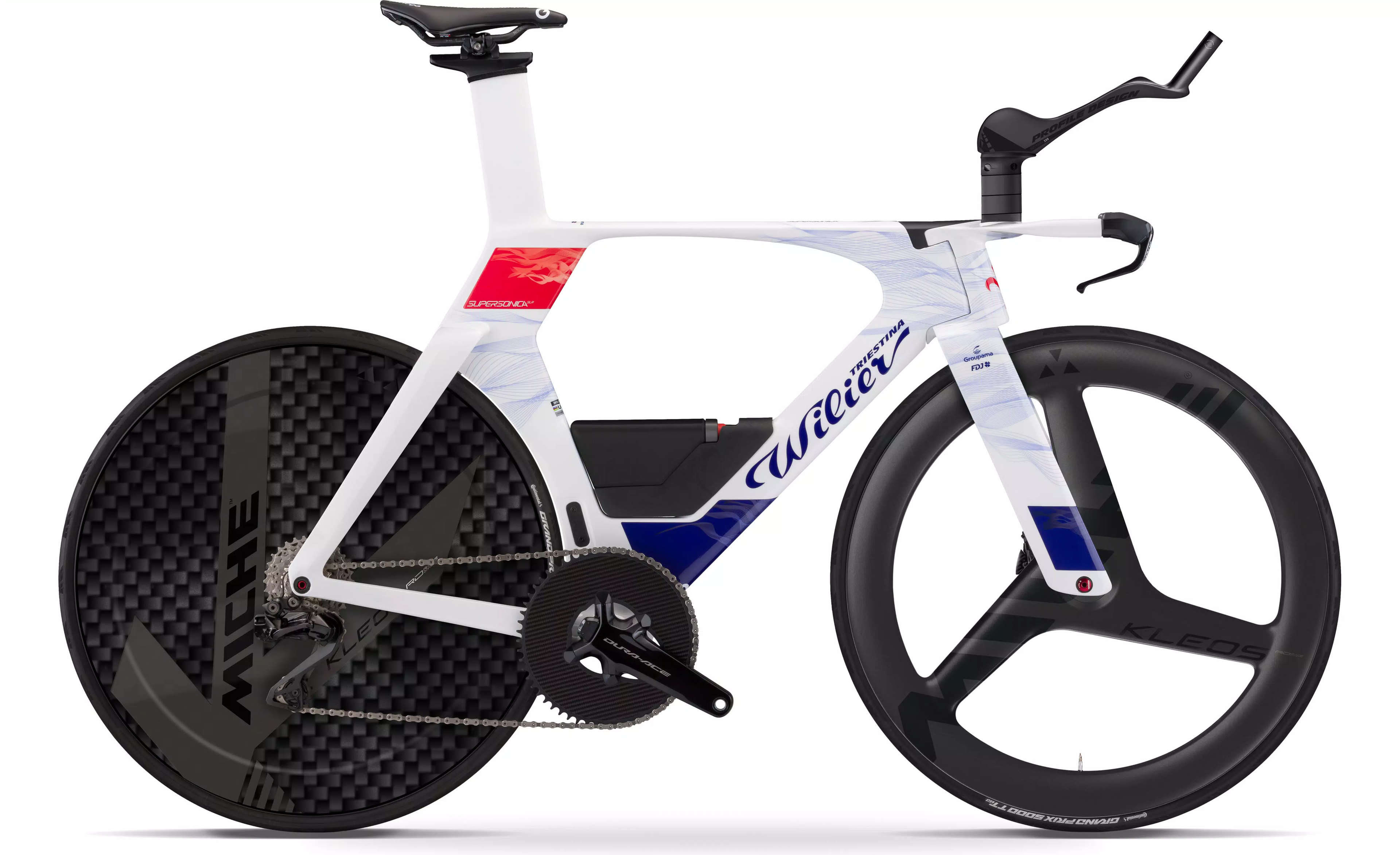 Wilier Supersonica SLR | SHIMANO DURA-ACE Di2 R9270 2x12S POWERMETER | MICHE KLEOS RD SPX3 (Anteriore) | KLEOS RD CRONO LENTICULARE (Posteriore)