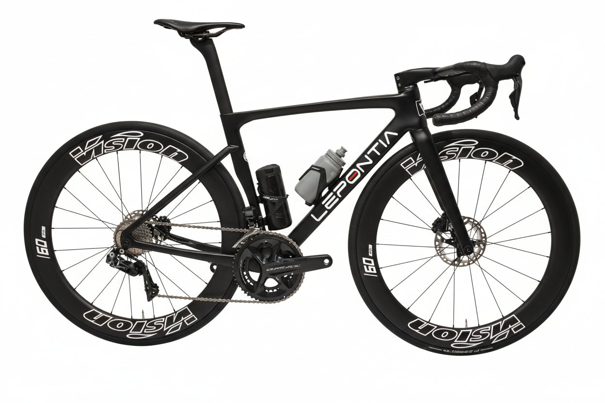 LEPONTIA | TAGLIA S | NERA SCRITTE BIANCHE | SHIMANO DURA ACE 11V | VISION METRON 60SC